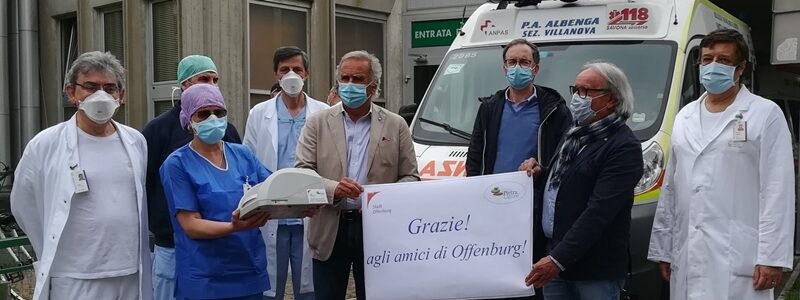 Impianti per ossigenoterapia al Santa Corona, dono degli Amici di Offenburg