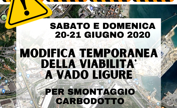 Vado Ligure modifica la viabilità per sabato 20 e domenica 21 giugno: chiusura Aurelia-bis