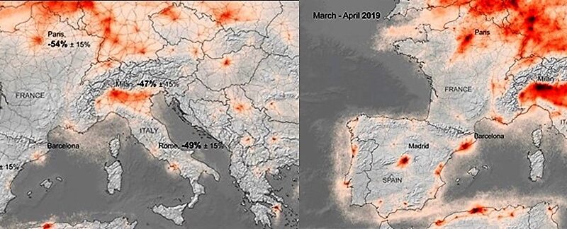 Cambiamenti ambientali da coronavirus visti dalla piattaforma Race