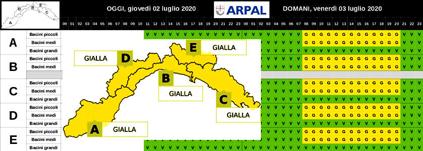 Meteo Liguria, domani allerta gialla, sabato rasserenamenti