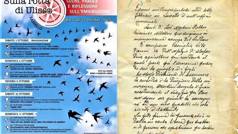 Sassello. Settimana 3/11 ottobre “Sulla rotta di Ulisse”. Al Museo Perrando mostra sui sassellesi in Argentina