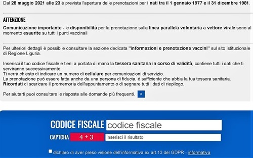 Savona, vaccini over 18: esaurite 1500 disponibilità, il 31 altra prenotazione