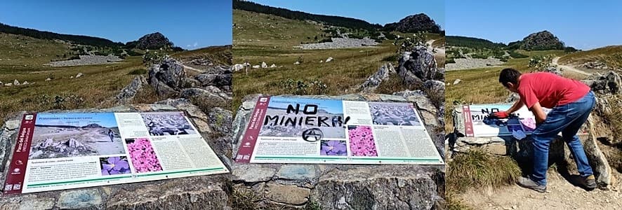 Miniera Tarinè, imbrattati gli indicatori turistici con simboli anarchici