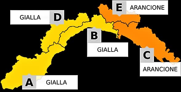 Liguria, domani allerta gialla a Ponente e Centro, arancione a Levante