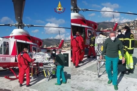 Neonato da Imperia al Gaslini in volo con i Vigili del fuoco