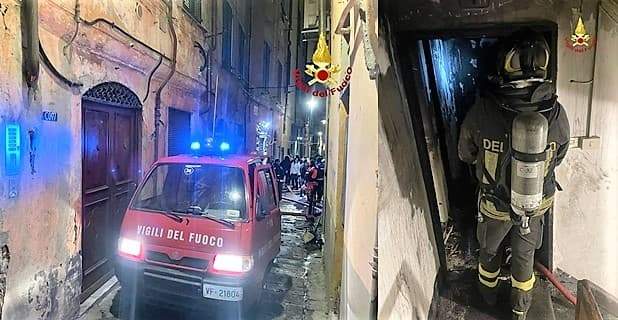 Incendio in un appartamento del centro storico di Genova