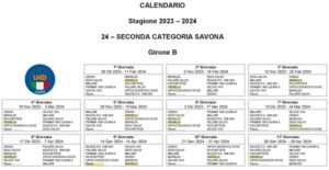 Savona 2 categoria B calendario 2023-24