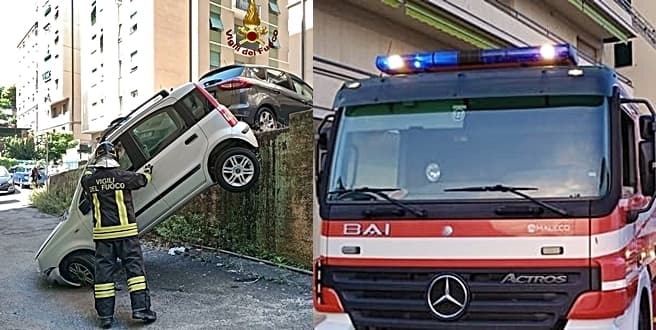 Auto oltre il muro a Sestri Ponente, donna 68enne al pronto soccorso