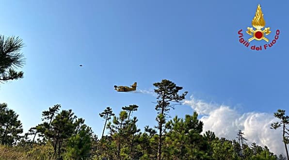 Incendio nel bosco di Pian delle Monache sopra Genova Pegli