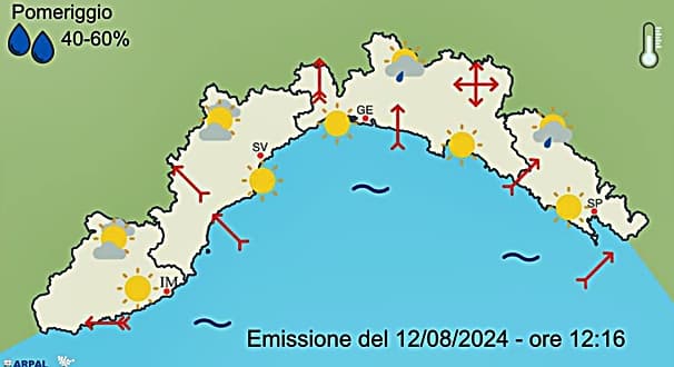 Liguria caldo in diminuzione domani e dopo, piogge nel fine settimana