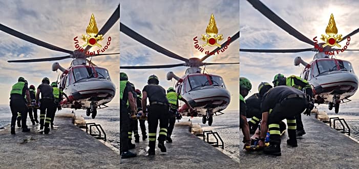 Ciclista, motociclista, pedone caduti, tre interventi Elisoccorso Drago Genova