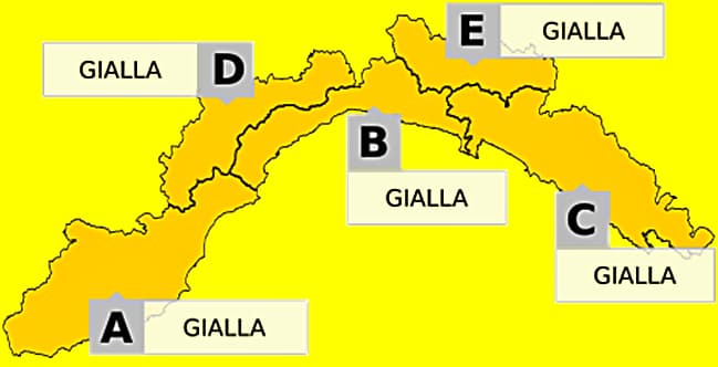 Peggiora il tempo: allerta gialla in tutta la Liguria dalle 15 di oggi