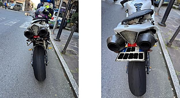 Acqui Terme motociclista circola con targa illeggibile, sanzionato dalla Polizia di Stato