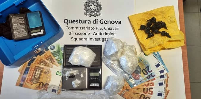 Trovato con 200 gr di cocaina e 25 di ecstasy arrestato a Chiavari